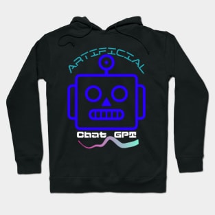 Chat GPT Artificial , Blue Robot Hoodie